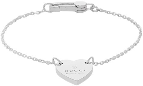 gucci trademark heart silver bracelet|gucci trademark heart silver necklace.